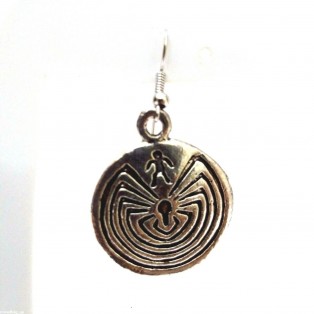 THE SPIDER Silver Oxidized Earring Hook Dangle Drop Long Asian Novelty Tribal